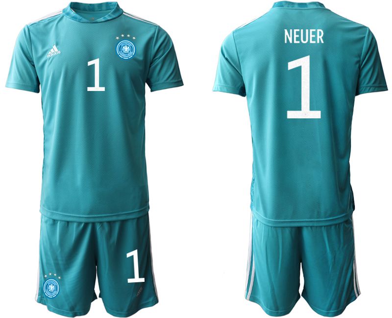 Men 2021 World Cup National Germany lake blue goalkeeper #1 Soccer Jerseys->germany jersey->Soccer Country Jersey
